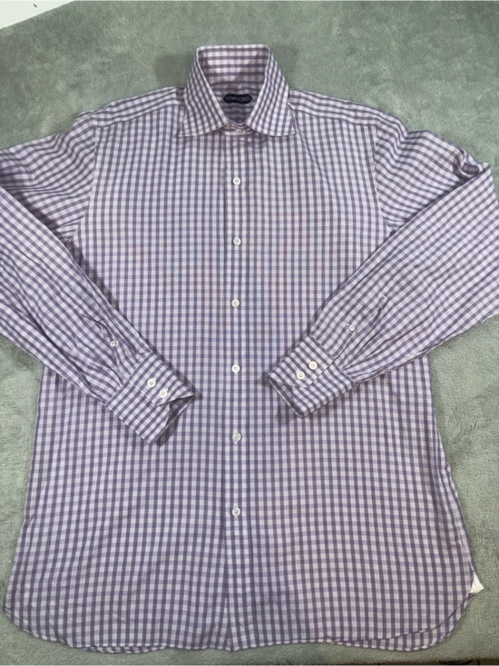 Tom Ford Purple Gingham Check Dress Shirt Sz 42 Neck 16.5